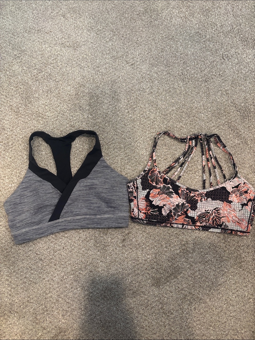 lululemon athletica Women's Mixed Sports Bra Set - Gray & Black + Floral Peach